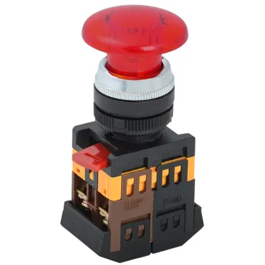 Кнопка красная AELA-22 Гриб с подсветкой неон 1з+1р 240В