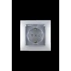 Розетка 2Р+Е Schuko со шторками с крышкой IP44 16А 250В винтовой зажим алюминий