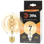 Лампа светодиодная филаментная F-LED G95-7W-824-E27 spiral gold (филамент, шар спир зол, 7Вт, тепл, E27) (20/560)