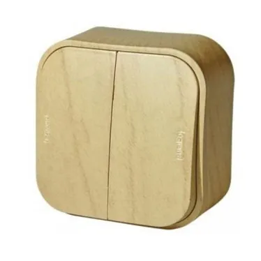 Quteo Выключатель двухклавишный наружный дерево 10А