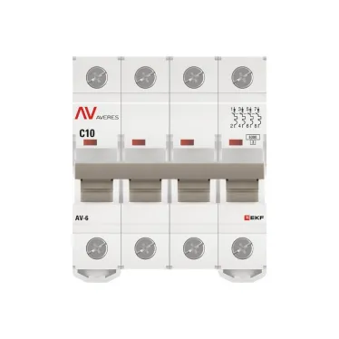 Выключатель автоматический AV-6 4P 10A (C) 6kA AVERES