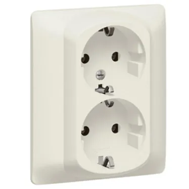 Galea Life Розетка двойная с заземлением со шторками pearl