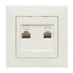 Валенсия розетка RJ-45+RJ11 2-местная белая