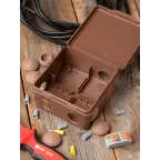 Коробка распаячная КМР-030-014 с крышкой (103х103х55), 8 мембранных вводов тёмное дерево IP54 PROxima