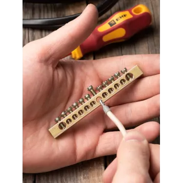 Шина PEN ноль-земля 6х9мм 12 отверстий латунь крепеж по краям PROxima