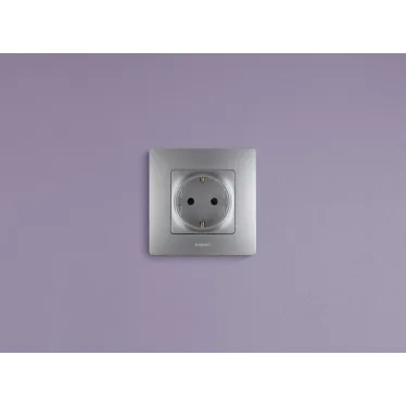 ETIKA Розетка с заземлением со шторками алюминий винтовые зажимы