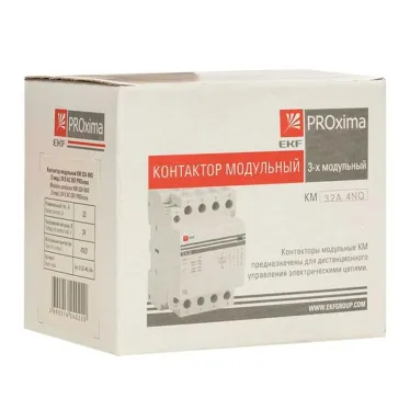 Контактор модульный КМ 32А 4NО (3 модуля) 24В АС PROxima