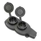 Розетка двухместная с защитными крышками каучуковая 230В 2P+PE 16A IP44 PROxima