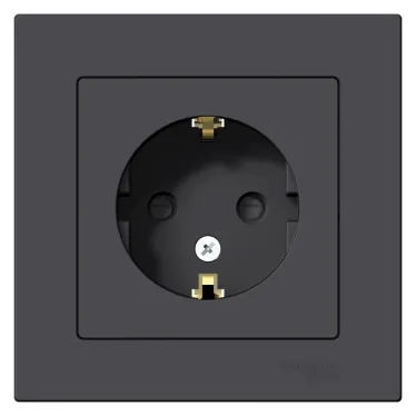 Розетка ATLASDESIGN с заземлением со шторками 16А в сборе карбон
