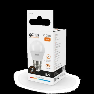Лампа светодиодная LED 10 Вт 710 лм 3000К шар P45 теплый E27 AC 220В Elementary Gauss