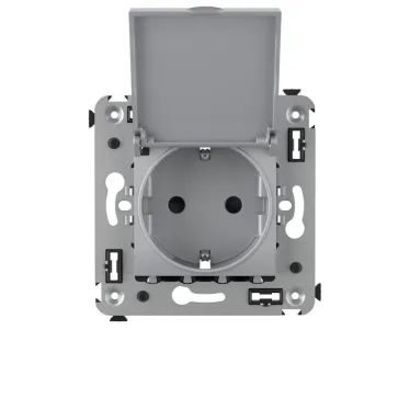 Avanti Розетка с крышкой в стену 2P+E с з/ш Закаленная сталь