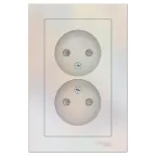 Розетка ATLASDESIGN двойная без заземления со шторками 16А в сборе жемчуг
