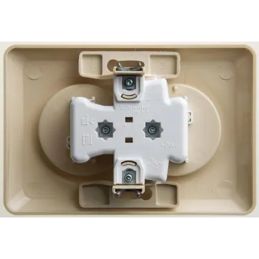 ЭТЮД Розетка двойная скрытой установки без заземления со шторками 16А 250B, кремовый