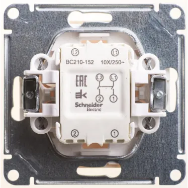 Выключатель одноклавишный, двухполюсный, 10АХ, механизм, слоновая кость