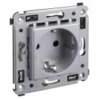 Avanti Розетка в стену 2P+E с з/ш Закаленная сталь