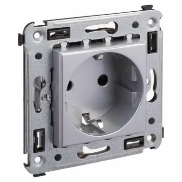Avanti Розетка в стену 2P+E с з/ш Закаленная сталь