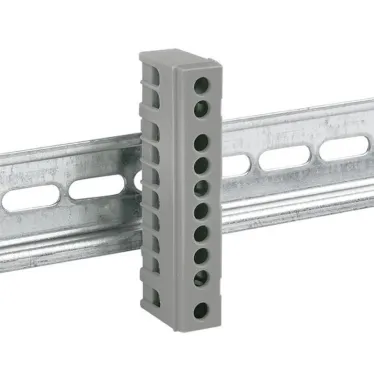 Шина фаза L 6х9мм 10 отверстий латунь серый изолированный корпус на DIN-рейку PROxima