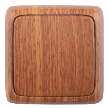 Переключатель одноклавишный наружный с изоляционной пластиной дуб 16А