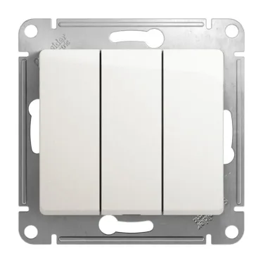 GLOSSA Выключатель трехклавишный схема 3 перламутр в рамку