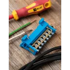 Шина 0 N (6х9мм) 8 отверстий латунь синий изолятор тип Стойка на DIN-рейку PROxima