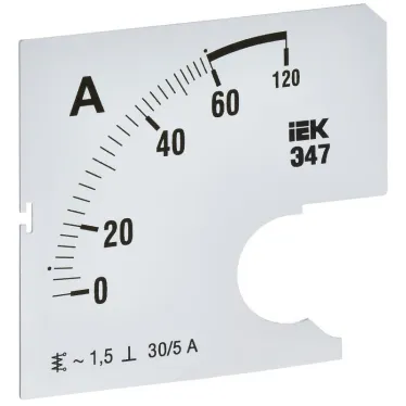 Шкала сменная для амперметра Э47 60/5А класс точности 1,5 72х72мм