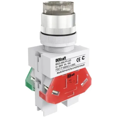 Выключатель кнопочный ВK-22 ABLFP диам. 22мм белый LED 220В