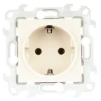 Розетка 2К+З Schuko без штор, слоновая кость