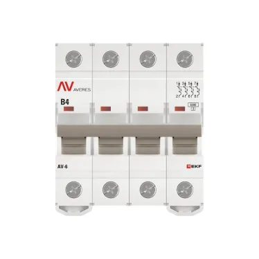 Выключатель автоматический AV-6 4P 4A (B) 6kA AVERES
