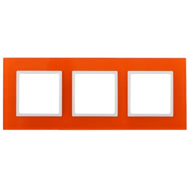 Рамка на 3 поста, стекло, Эра Elegance, оранжевый+бел, 14-5103-22