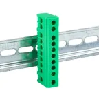 Шина 0 PE 6х9мм 10 отверстий латунь зеленый изолированный корпус на DIN-рейку PROxima