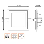 Светильник светодиодный встраиваемый квадратный с декоративным стеклом 6W 3000K 1/40 | 948111106 | Gauss