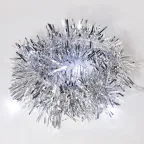 Гирлянда светодиодная Мишура серебряная 10 LED 1,5 м, прозрачный ПВХ, белый свет свечения, 2 х АА (батарейки не в комплекте) | 304-011 | NEON-NIGHT