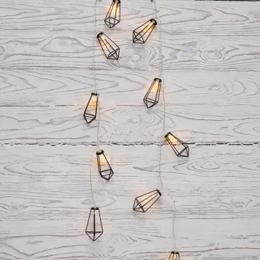 Гирлянда светодиодная Кристаллы черные 10 LED, 1,5 м, прозрачный ПВХ, теплый белый свет свечения, 2хАА (батарейки не в компл.) | 304-017 | NEON-NIGHT