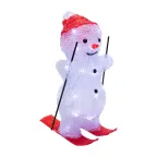 Акриловая светодиодная фигура Снеговик на лыжах 16х20х29 см, 30 светодиодов, батарейки 3хАА (не входят в комплект) | 513-325 | NEON-NIGHT