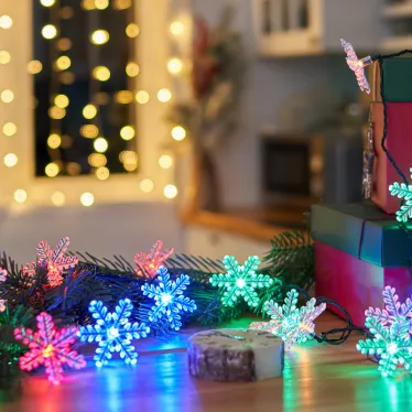 Гирлянда светодиодная "Снежинки" 30 LED МУЛЬТИКОЛОР 4,4 метра с контроллером | 303-065 | NEON-NIGHT