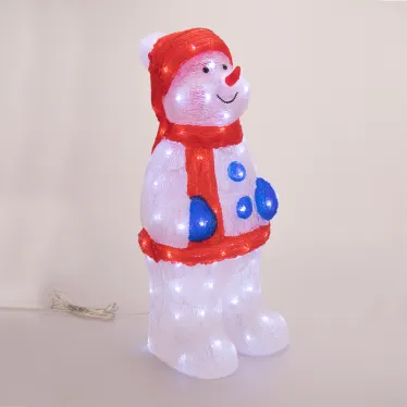 Акриловая светодиодная фигура Снеговик в синих варежках 31х25х59 см, IP65, понижающий трансформатор в комплекте | 513-283 | NEON-NIGHT