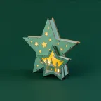 Деревянная фигура с подсветкой Домик Звездочета бирюзовая 26х7х25 см, | 504-019 | NEON-NIGHT