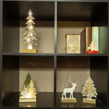 Деревянная фигурка с подсветкой  "Елочка с оленем" 12*6*21,5 см | 504-002 | NEON-NIGHT