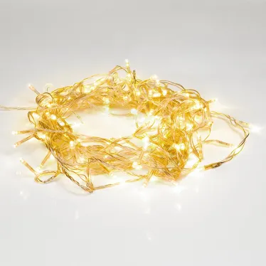 Гирлянда светодиодная универсальная 100 LED ТЕПЛЫЙ БЕЛЫЙ 10 метров, прозрачный ПВХ, с контроллером | 303-063 | NEON-NIGHT