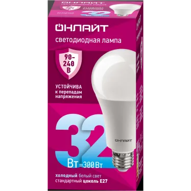 Лампа светодиодная 32вт OLL-A70-32-230-6.5K-E27 PRO 90-240В ОНЛАЙТ
