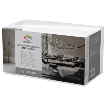 Гирлянда светодиодная Кристаллы черные 10 LED, 1,5 м, прозрачный ПВХ, теплый белый свет свечения, 2хАА (батарейки не в компл.) | 304-017 | NEON-NIGHT