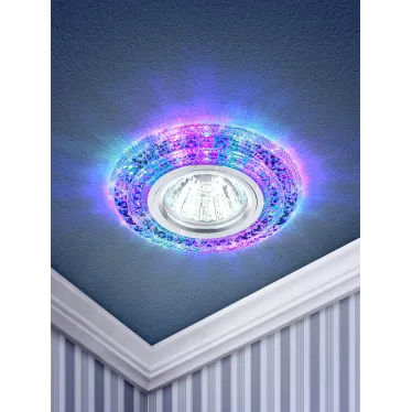 Светильник точечный встраиваемый DK LD3 MR16 7Вт GU5.3 прозрачный c мультиколор подсветкой | Б0019205 | ЭРА