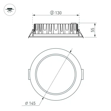Светильник MS-MIST-BUILT-R145-15W Day4000 (WH, 110 deg, 230V) (Arlight, IP54 Металл, 5 лет) | 039062 | Arlight