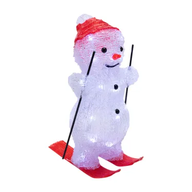 Акриловая светодиодная фигура Снеговик на лыжах 16х20х29 см, 30 светодиодов, батарейки 3хАА (не входят в комплект) | 513-325 | NEON-NIGHT