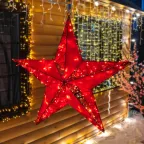 Светодиодная фигура Звезда 100 см, 200 светодиодов, с трубой и подвесом, цвет свечения красный | 514-274 | NEON-NIGHT