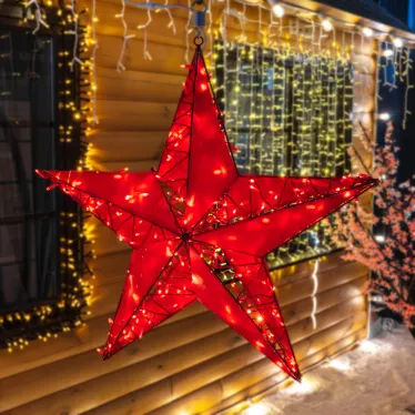 Светодиодная фигура Звезда 100 см, 200 светодиодов, с трубой и подвесом, цвет свечения красный | 514-274 | NEON-NIGHT