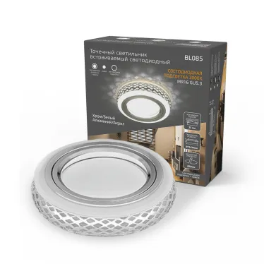 Светильник точечный встраиваемый Backlight BL085 Кругл. Хром/Белый, Gu5.3, 3W, LED 3000K | BL085 | Gauss