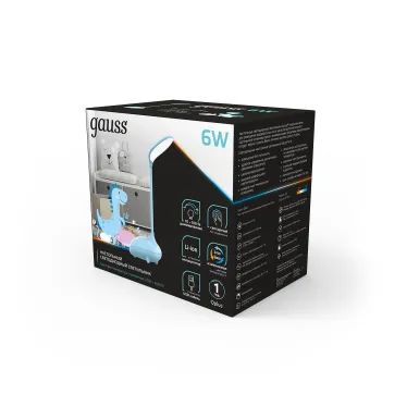 Светильник настольный Qplus GTL701 6W 330lm 2700-6000K 5V Li-ion 1200mA голубой детский диммируемый LED 1/10/30 | GT7016 | Gauss