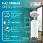 Светильник светодиодный накладной/подвесной HD036 12W (белый/белый) 4100K 79*200мм 1/10 | HD036 | Gauss