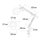 Лупа на струбцине , круглая, 5D, с подсветкой 72 LED, регулятор яркости, белая | 31-0532 | REXANT